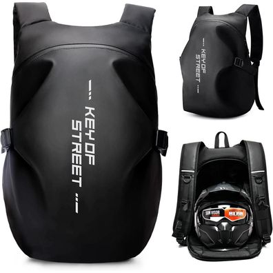 Motorradrucksack Herren wasserdicht Helmrucksack LaptoptascheSchwarz
