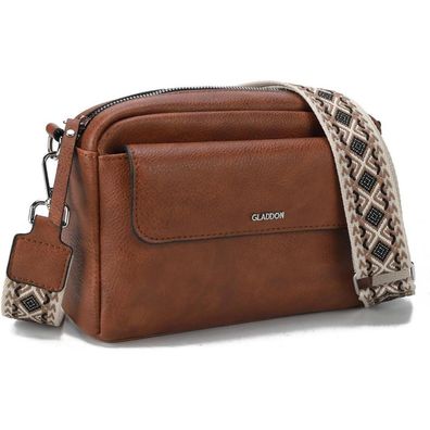Damen Mini Umhängetasche Crossbody PU Leder Braun Magnetverschluss