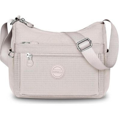 Umhängetasche Damen Mittelgroß Wasserdicht Nylon Crossbody Bag Beige