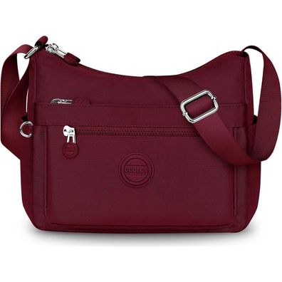VOBUKE Umhängetasche Damen Wasserdicht Nylon Crossbody Bag Mittelgroß Rot