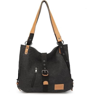 Damen Canvas Rucksack Handtasche Anti Diebstahl Schultertasche 35x35x10cm
