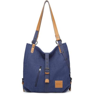 KONO Henkeltasche Rucksack Damen Canvas Handtasche Groß Rosa