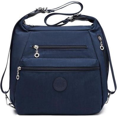 KONO Damen Rucksack Umhängetasche Nylon Schultertasche Blau