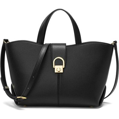 quipuda Damenhandtasche Leder Umhängetasche Crossbody Schwarz