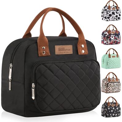 Isolierte Lunchtasche Kühltasche Lunchbox Behälter Schwarz 27x21x15cm