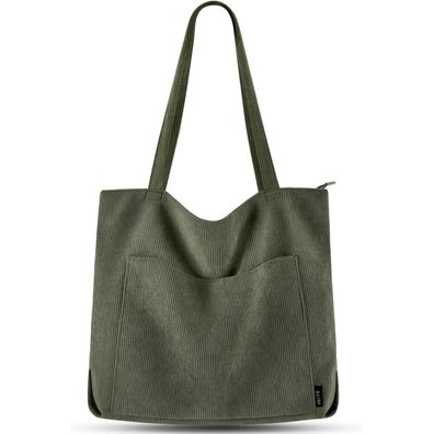 Prite Handtasche Damen Tote Bag Shopper Groß Umhängetasche Cord Beuteltasche
