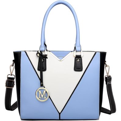 Miss Lulu Handtasche Damen Schultertasche Shopper V-Design Blau