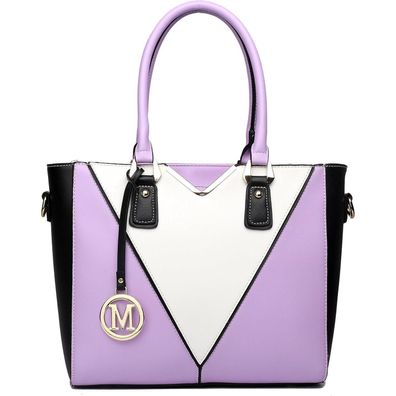 Miss Lulu Damen Handtasche Schultertasche Shopper V-Design Synthetic Ledertasche
