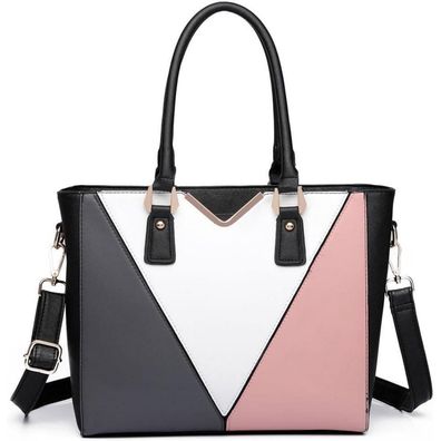 Miss Lulu Damen Handtasche Schultertasche Shopper V-Design Synthetic Ledertasche