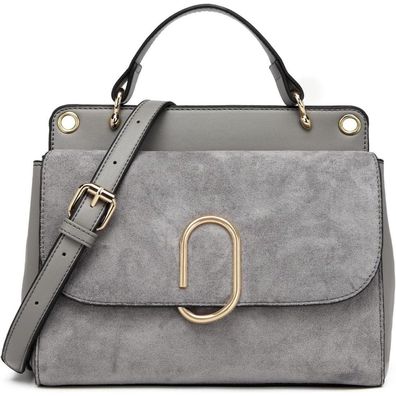 Elegante Damenhandtasche Top-Griff Umhängetasche Kunstleder Grau