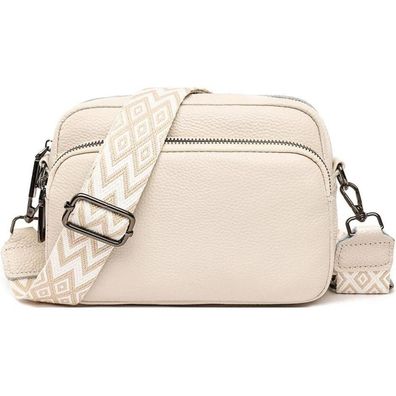 Damen Handy Umhängetasche Echtes Leder Crossbody Schultertasche A-beige01