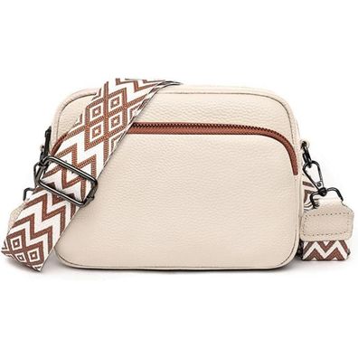 Damen Handy Umhängetasche Echtes Leder Crossbody Bag Schultergurt Reißverschluss