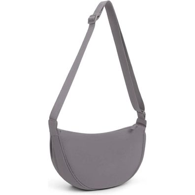 Damen Halbmond Crossbody Schultertasche Einfarbig Umhängetasche A-grau