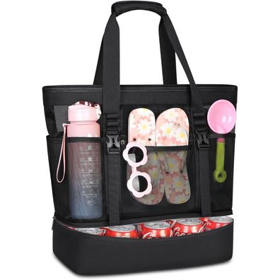 Strandtasche XXL mit Reißverschluss 42L Badetasche Damen Wasserdicht
