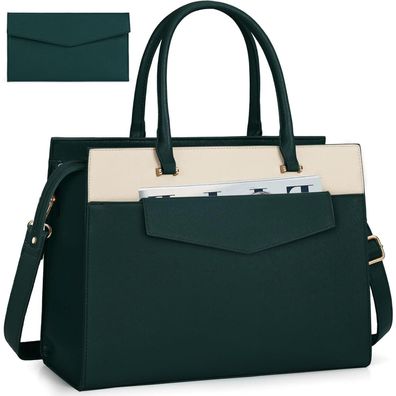 Rainsmore Damen Handtasche Umhängetasche 2-in-1 Shopper PU Leder Laptoptasche