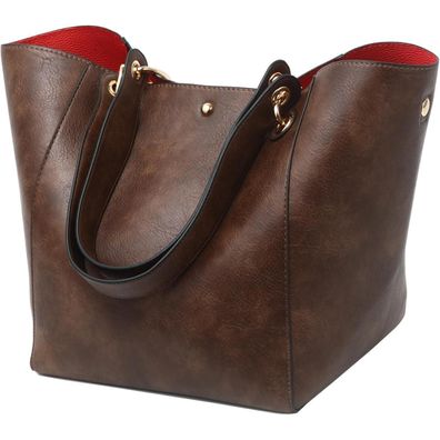 Große Damen Umhängetasche Leder Shopper Schultertasche Handtasche Weich SQLP