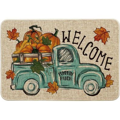 Artoid Herbst Fußmatte Kürbisse Lastwagen Dekor 40x60cm
