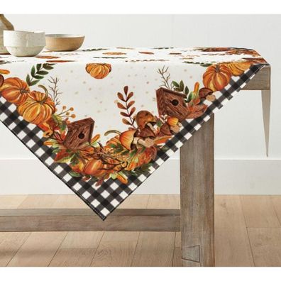 Artoid Mode Herbst Tischdecke Kürbisse Pilze 100x100 cm Orange