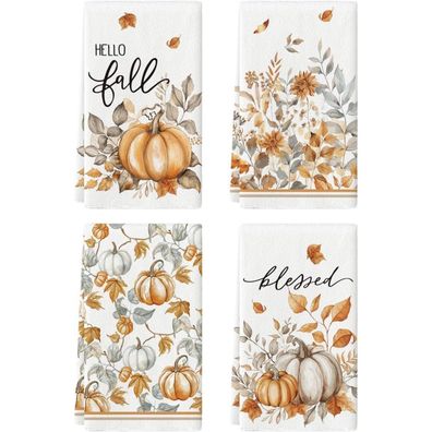 Artoid Mode Watercolor Blätter Kürbisse Blumen Herbst Küchentücher 4er Set
