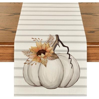 Artoid Mode Herbst Tischläufer Streifen Blätter Sonnenblumen 40x140cm