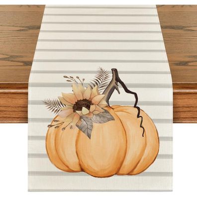 Artoid Mode Orange Streifen Kürbisse Sonnenblumen Tischläufer 40x140 cm