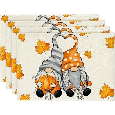 Artoid Mode Herbst GNOME Kürbisse Ahornblätter Platzsets 4er Set 30x45cm