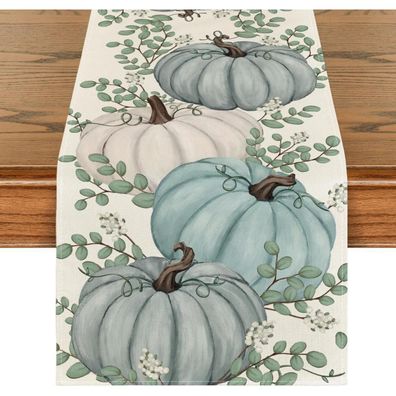 Herbst Tischläufer Blau Kürbisse 40x180 cm - Party Dekor