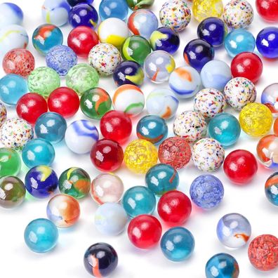80 Stück Kleine Glasmurmeln 16mm Bunte Murmel Kinder Spiel Deko Garden