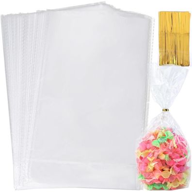 100x Transparente Tüten 15x25cm Quadratische Cellophantüten Süßigkeiten