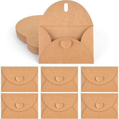 100 Stück Herz Briefumschläge Kraftpapier Umschläge Weihnachten Valentinstag