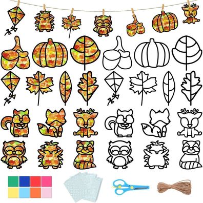 Herefun Herbst Blätter Basteln Kinder DIY Set Deko Halloween Weihnachten
