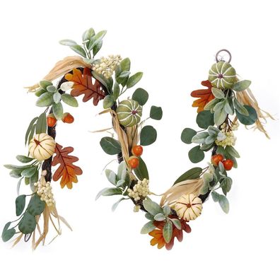 Herbstgirlande 150cm Kürbis Beeren Ahornblatt Deko Türkranz Thanksgiving