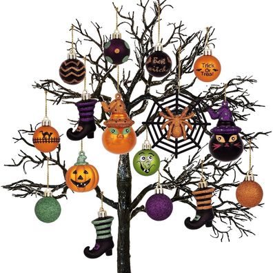 24 Freche Halloween Kugeln Baumornamente Deko Bruchsicher