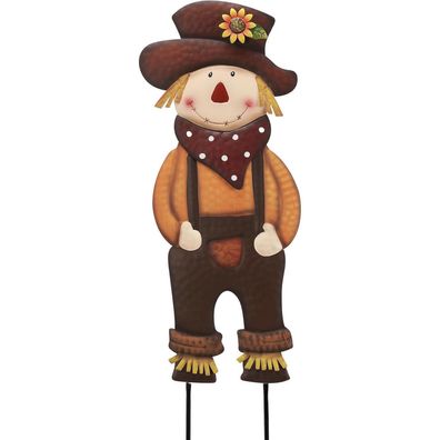 Herbstdeko Gartendeko Vogelscheuche Metall Kürbis Terrasse 76cm Orange