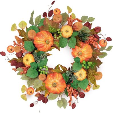 61cm Türkranz Herbst Ahorn Tannenzapfen Halloween Deko Außen