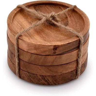 Kaizen Casa Akazienholz Untersetzer Set 10,2 cm 4