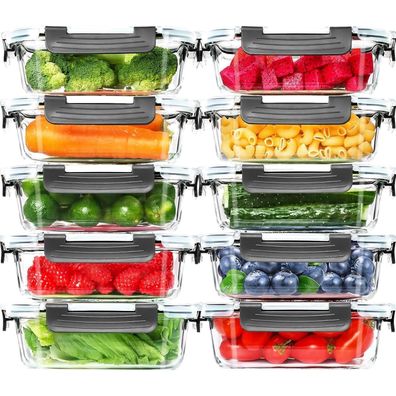 Skroam Glas-Frischhaltedosen 20Stk 640ml Meal Prep Boxen transparente Deckel