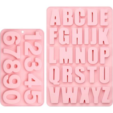Silikonform Buchstaben Zahlen Set 3D Gießform Schokolade Seife Alphabet Rosa