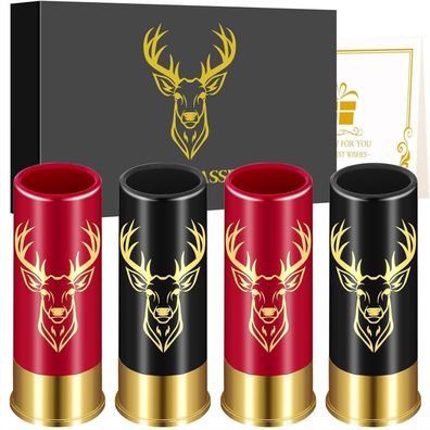 Schnapsgläser Hirschkopf 45ml 4 Stück Geschenkbox Hochzeit Vatertag Jäger 12 GA