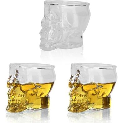 Skull Shot Glasses 75ml - Schnapsgläser Totenkopf Gravur Set 3 Gläser