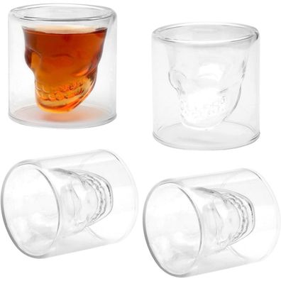 Totenkopf Shot Gläser Set 4 Stück Skull Schnapsgläser Shot Glasses 75ML