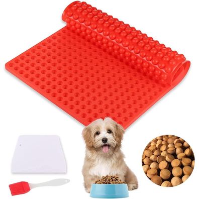 Silikon Backmatte Hundekekse 468 Löcher Mini Halbkugel mit Teigspatel Rot