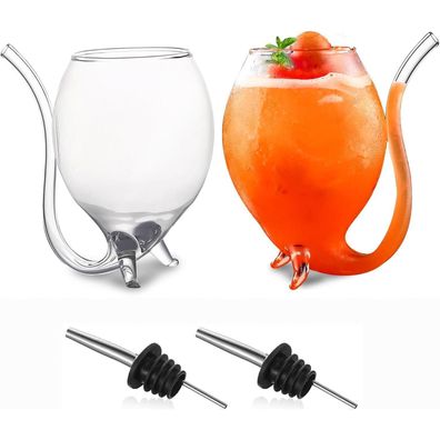 Vampir Weinglas Cocktail Gläser 360 ml 2 StückTransparent mit Trinkschlauch