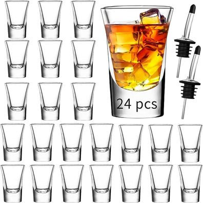 24er Schnapsgläser Set 35ml transparent schwerer Boden Cocktails Wodka Tequila