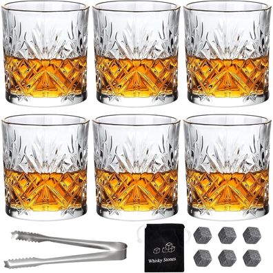 Whiskey Gläser 6er Set Crystal 300ml Scotch Bourbon Whisky Geschenk