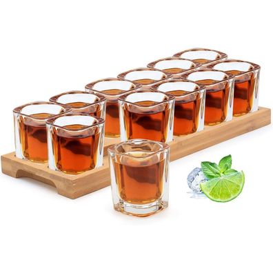 Schnapsglas-Set 60ml, Cocktail Halter 12 Stück klarem Kristallglas