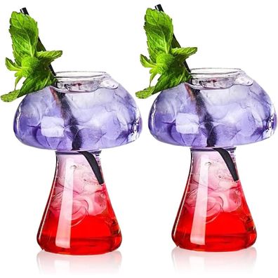 SuproBarware Pilzgläser Set mit 2 Stück, 250 ml Pilzförmige Cocktailgläser für