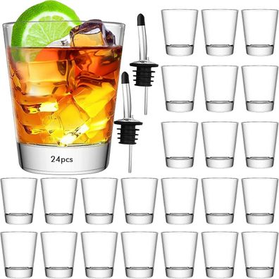 24er Set Schnapsgläser 60ml Dicke Boden Shotgläser Wodka Tequila Barware