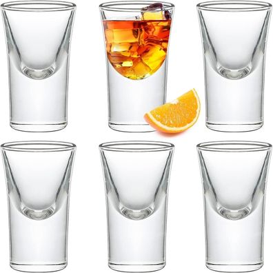 6er Set Mini-Schnapsgläser 15 ml klarer Glas schwerer Boden Gin Likör Espresso