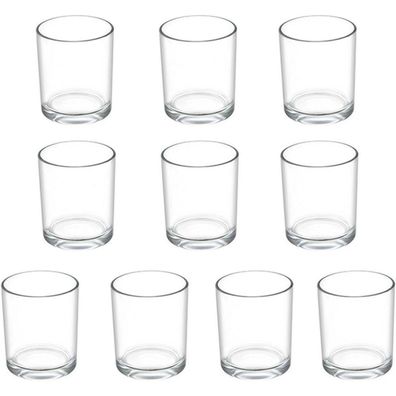 10 Teelichtgläser Kerzenhalter Glas Ø4.5cm H 6cm Windlicht Transparent